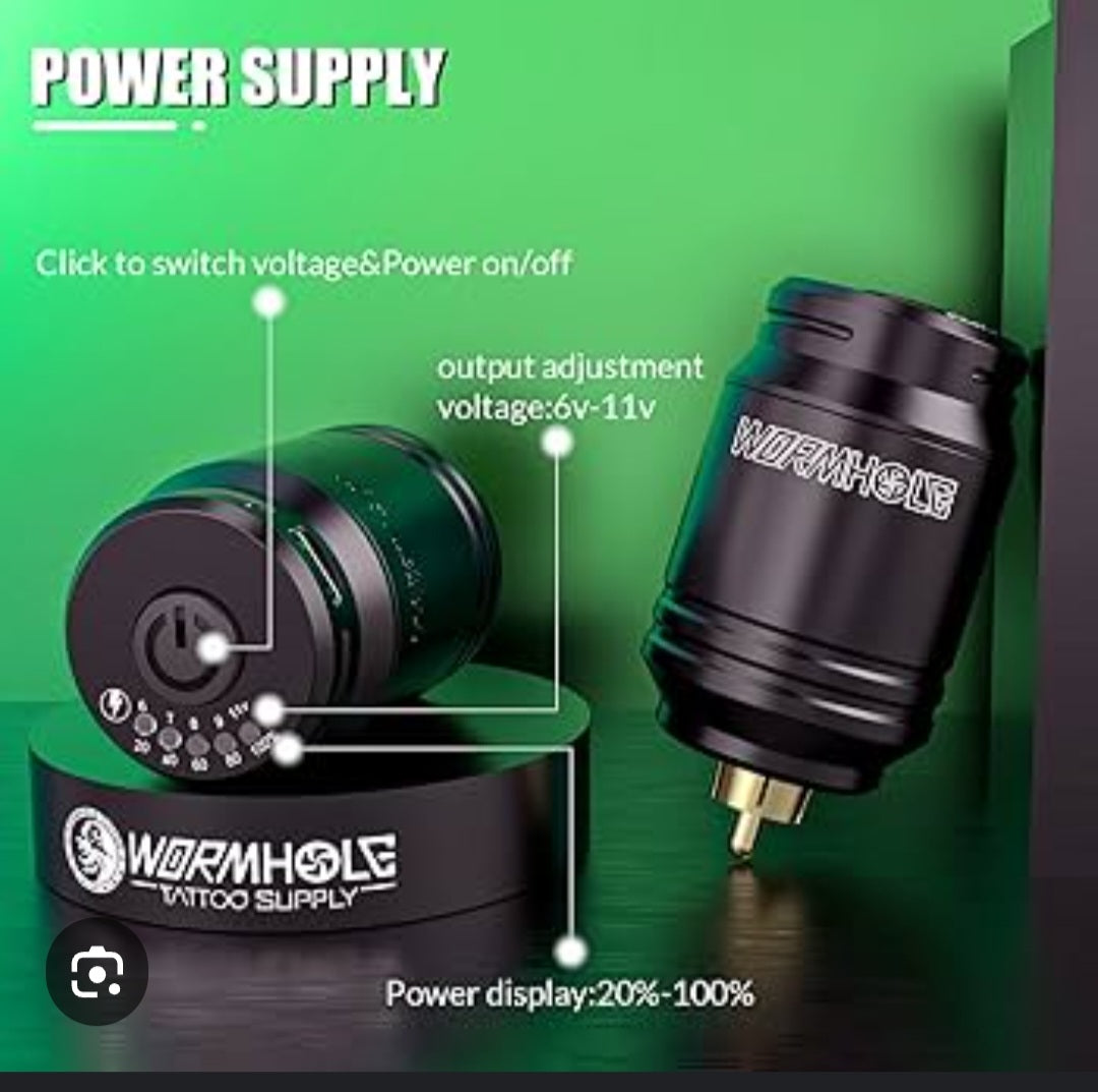 Wormhole battery for rotary tattoo machine